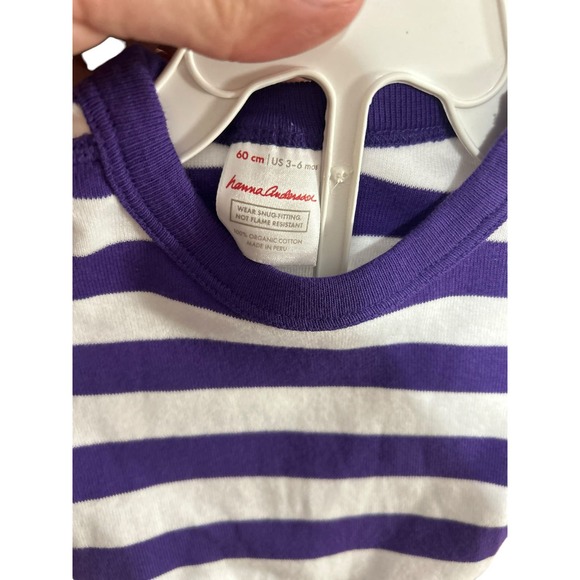 Hanna Andersson Organic Long Purple Striped Pajamas, 3-6 mos (60cm) - Picture 5 of 5